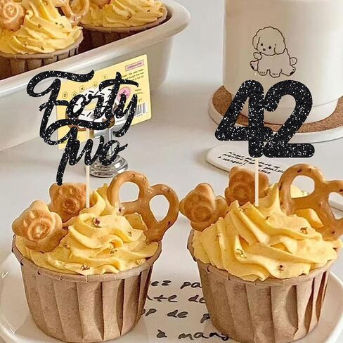 24 قطعة من أغطية الكب كيك باللون الأسود اللامع Happy 42nd من أجل Outta 1983 Cupcake Picks Legend منذ 1983 موضوع هتافات حتى 42 عامًا من لوازم تزيين حفلات أعياد الميلاد in Kuwait