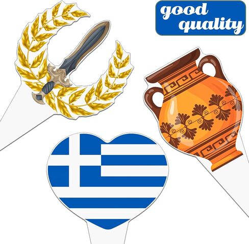 Greek Cupcake Toppers 48PCS Greek Mythology Birthday Party Decorations Ancient Greece Theme Cupcake Picks Greek Flag Athen Acropolis Cake Decorations for Greece Olympic Flame Party Supplies in Saudi Arabia