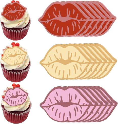 Happy Valentine's Day Cake Toppers Acrylic Cupcake Toppers Dessert Decorations for Valentine's Day Wedding Anniversary Mother's Day Party Decor Supplies (Heart Decorated with Rose, Butterfly 18 Pcs) in Saudi Arabia
