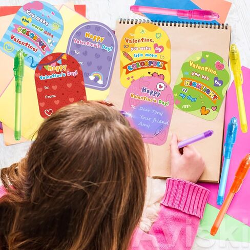 32Pcs Kids Valentines Day Gifts for Classroom - Valentine Cards with Pens Novelty Toys for Boys Girls Exchange Gifts, Party Favor Prizes, Valentine’s Greeting Gifts in Saudi Arabia