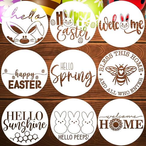 Easter Stencils for Painting on Wood 12" Easter Stencil Spring Stencil Welcome Happy Easter Templates for Porch Door Home Decor in Kuwait