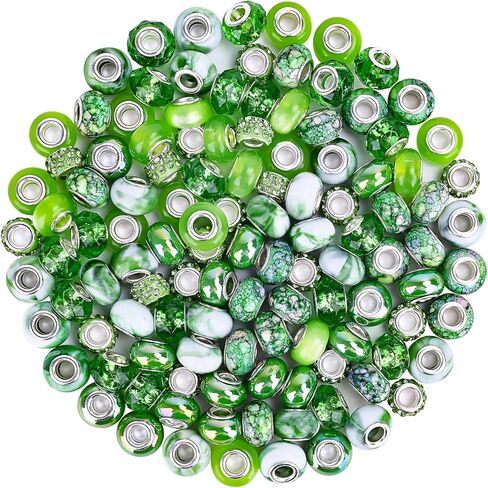 120pcs European Large Hole Beads, Assortments Charm Lampwork Murano Spacer Craft Beads for DIY Charms Bracelet Necklace Earring Jewelry Making Supplies(Purple) in Saudi Arabia