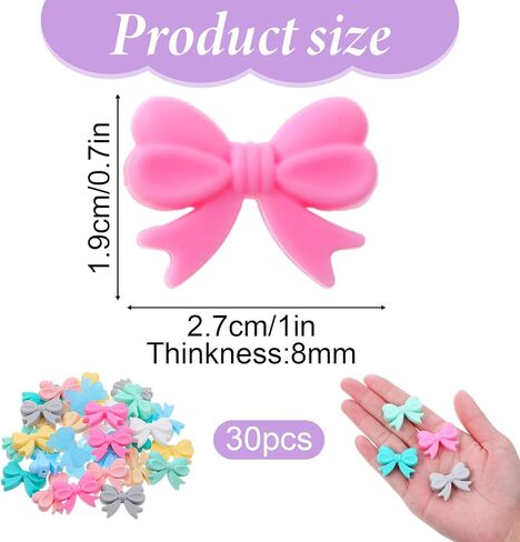 30 PCS Multicolored Silicone Bow Focal Beads, Cute Bowknot Bead Charms for Jewelry Making Supplies DIY Keychain Crafts in Saudi Arabia