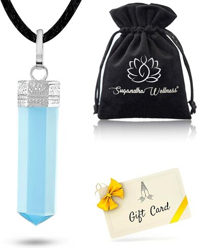 Opalite Crystal Healing Pendant With Stylish Jewelry Bag - Enhance Inner Peace & Balance With Powerful Gemstone Necklace | For Women & Men - Natural Crystal for Positive Energy & Harmony in Kuwait