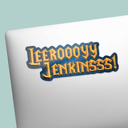 Leeroy Jenkins Funny Gaming Sticker - Video Game Meme Decal for Hydroflask Water Bottle, Nerdy Gift for Gamers, Viral Video Quote in Saudi Arabia