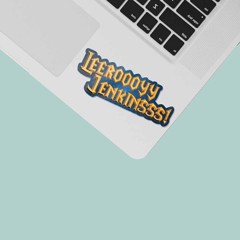 Leeroy Jenkins Funny Gaming Sticker - Video Game Meme Decal for Hydroflask Water Bottle, Nerdy Gift for Gamers, Viral Video Quote in Saudi Arabia