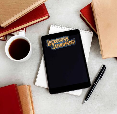 Leeroy Jenkins Funny Gaming Sticker - Video Game Meme Decal for Hydroflask Water Bottle, Nerdy Gift for Gamers, Viral Video Quote in Saudi Arabia