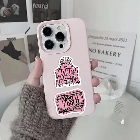 50PCS Money Stickers Be Rich Stickers for Girls Pink Girly Sticker Pack Pink Aesthetic Motivational Quote Decals Waterproof Vinyl Sticker Pack for Laptop Water Bottle Phone Case in Saudi Arabia