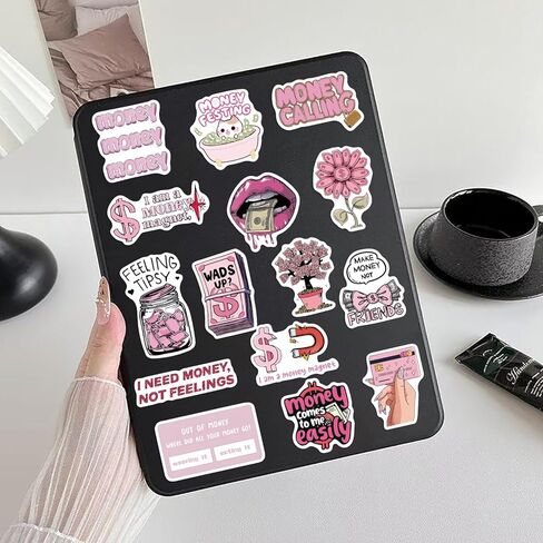 50PCS Money Stickers Be Rich Stickers for Girls Pink Girly Sticker Pack Pink Aesthetic Motivational Quote Decals Waterproof Vinyl Sticker Pack for Laptop Water Bottle Phone Case in Saudi Arabia