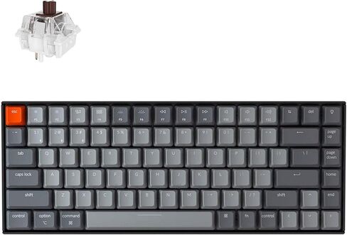 لوحة مفاتيح ميكانيكية لاسلكية Keychron K2 75% تخطيط RGB Bluetooth مع مفتاح Gateron G Pro Red Switch/Anti Ghosting/N-Key Rollover، لوحة مفاتيح ألعاب سلكية USB مدمجة 84 مفتاحًا لنظام التشغيل Mac Windows الإصدار 2 in Kuwait