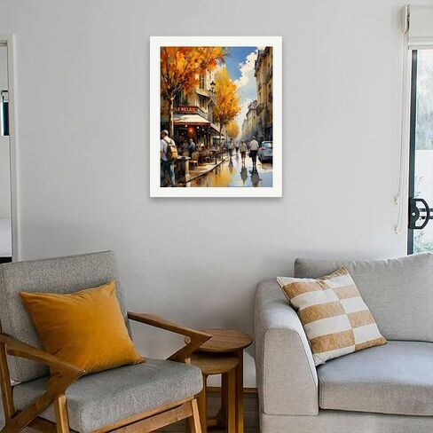 Cityscape Paint by Numbers Kit for Adults - DIY Autumn Café Street View Painting on Canvas 16x20 Inches, Acrylic Paint Set, Suitable for Beginners, Art for Home Decoration or Gifts in Saudi Arabia