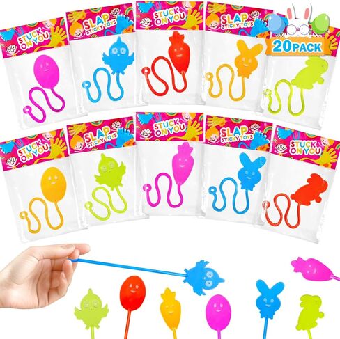 Easter Sticky Hands Toys Gifts for Kids,20 Pack Easter Egg Fillers Party Favors for Toddlers,Non Candy Easter Basket Pinata Goodie Gift Bags Stuffers,Classroom Prizes Treats Essentials for Boys Girls in Kuwait