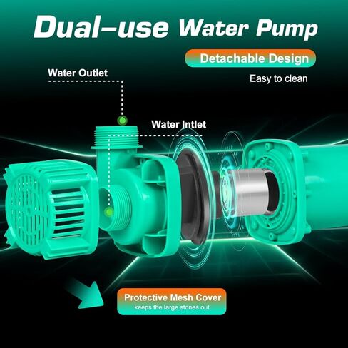 مضخة بركة 1/5 حصان، مضخة شلال 2200 جيجا في الساعة مع فلتر شبكي واقي لنوافير شلال حوض السباحة كوي بوند وخزان الأسماك وحوض السمك... in Kuwait