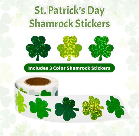 St. Patrick’s Day Shamrock Stickers Roll, 500 Count Green Glitter Clover Stickers for Party Favors, Crafts & Decorations in Saudi Arabia