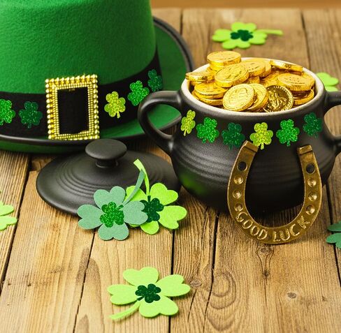 St. Patrick’s Day Shamrock Stickers Roll, 500 Count Green Glitter Clover Stickers for Party Favors, Crafts & Decorations in Saudi Arabia