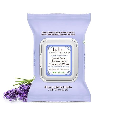Babo Botanicals 3-in-1 Calming Wipes, French Lavender/Meadowsweet in Kuwait