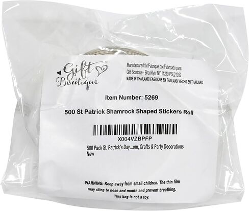 St. Patrick’s Day Shamrock Stickers Roll, 500 Count Green Glitter Clover Stickers for Party Favors, Crafts & Decorations in Saudi Arabia