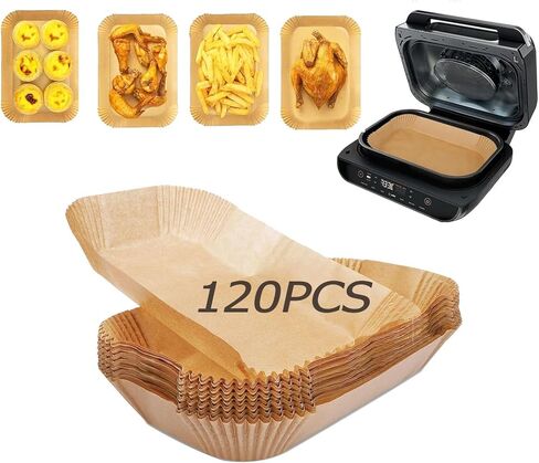 Air Fryer Liners Disposable 11x6 inch for Ninja Foodi Smart XL 6-in-1 Indoor Grill，120Pcs Rectangular Parchment Paper Liners for Ninja FG551,IG601,IG651 in Saudi Arabia