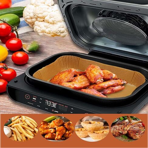 Air Fryer Liners Disposable 11x6 inch for Ninja Foodi Smart XL 6-in-1 Indoor Grill，120Pcs Rectangular Parchment Paper Liners for Ninja FG551,IG601,IG651 in Saudi Arabia