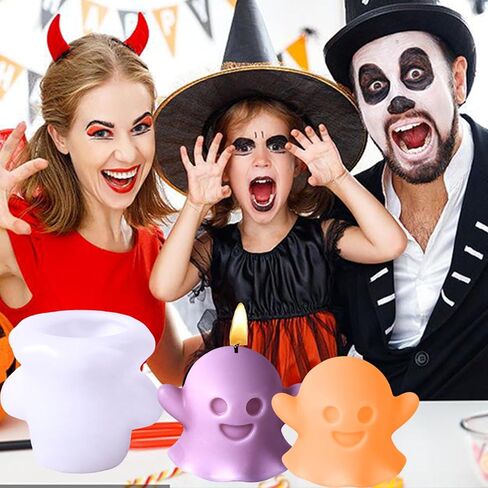 قوالب شموع الهالوين قالب سيليكون شبح ثلاثي الأبعاد للهالوين DIY الحرف اليدوية صنع شمعة الراتنج الصابون ديكور المنزل in Saudi Arabia