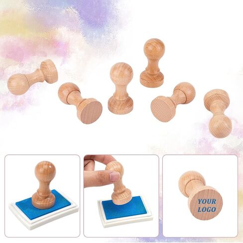 6Pcs Stamp Wood Round Handle 30mm Wooden Knobs Round Wooden Drawer Pulls for Stamp Making DIY Crafting Scrapbooking in Saudi Arabia