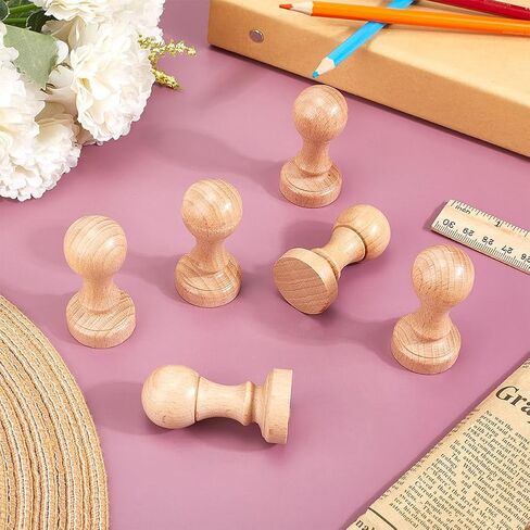 6Pcs Stamp Wood Round Handle 30mm Wooden Knobs Round Wooden Drawer Pulls for Stamp Making DIY Crafting Scrapbooking in Saudi Arabia