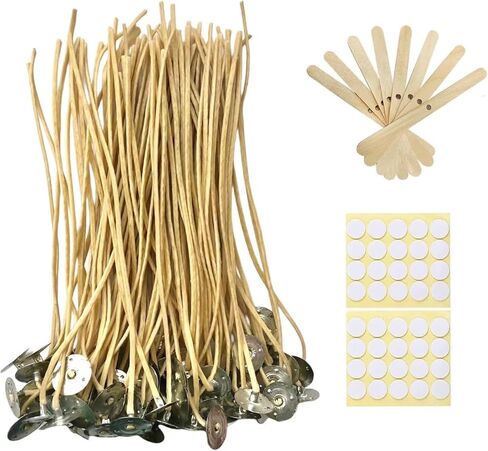 300 PCS 6 inch Hemp Candle Wicks Stickers & Centering Bars Included, 2.5mm Beeswax Candle Wicks Natural Candle Wicks for Beeswax Candle Making Hemp Edible Candle Wick for Butter Candle in Saudi Arabia