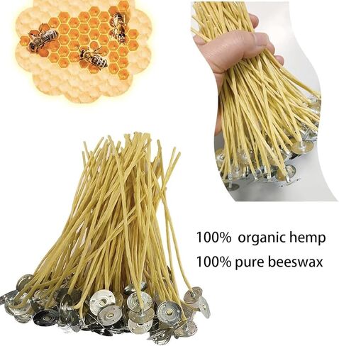 300 PCS 6 inch Hemp Candle Wicks Stickers & Centering Bars Included, 2.5mm Beeswax Candle Wicks Natural Candle Wicks for Beeswax Candle Making Hemp Edible Candle Wick for Butter Candle in Saudi Arabia