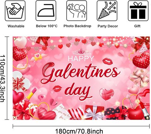 Mocsicka Happy Galentine's Day Banner Backdrop Red Large Galentine's Day Party Decorations for Ladies Celebration Photography Background Party Supplies (Pink, 70.8x43.3 inch) in Saudi Arabia
