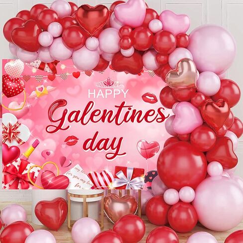 Mocsicka Happy Galentine's Day Banner Backdrop Red Large Galentine's Day Party Decorations for Ladies Celebration Photography Background Party Supplies (Pink, 70.8x43.3 inch) in Saudi Arabia