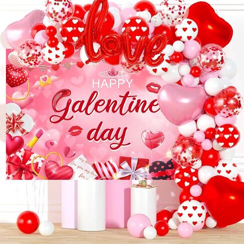 Mocsicka Happy Galentine's Day Banner Backdrop Red Large Galentine's Day Party Decorations for Ladies Celebration Photography Background Party Supplies (Pink, 70.8x43.3 inch) in Saudi Arabia