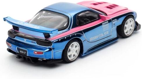 نموذج سيارة Diecast متوافق مع Pop Race 1:64 Mazda RX7 RE Amemiya جسم عريض أزرق كروم 2025 هوبي إكسبو الصين طبعة خاصة S24-HEC2025 in Saudi Arabia
