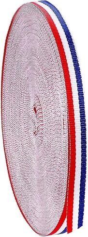 55 Yards Satin Ribbon Rolls for Craft, 2/5 Inch Striped Polyester Fabric Ribbon for Gift Wrapping, Flower Bouquet and Wedding (Red White Blue) in Saudi Arabia
