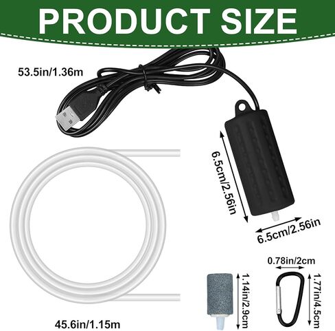 مضخة هواء لحوض السمك مضخة هواء USB مضخة هواء صغيرة لحوض الأسماك فائقة الهدوء مضخة هواء لخزان الأسماك موفرة للطاقة فقاعات الأكسجين تتضمن أنبوب أكسجين لحوض السمك + أحجار هواء 1 وات in Kuwait