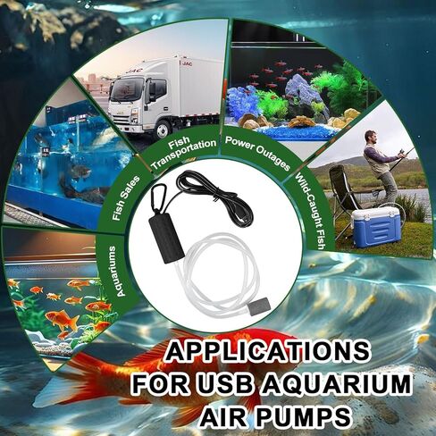 مضخة هواء لحوض السمك مضخة هواء USB مضخة هواء صغيرة لحوض الأسماك فائقة الهدوء مضخة هواء لخزان الأسماك موفرة للطاقة فقاعات الأكسجين تتضمن أنبوب أكسجين لحوض السمك + أحجار هواء 1 وات in Kuwait