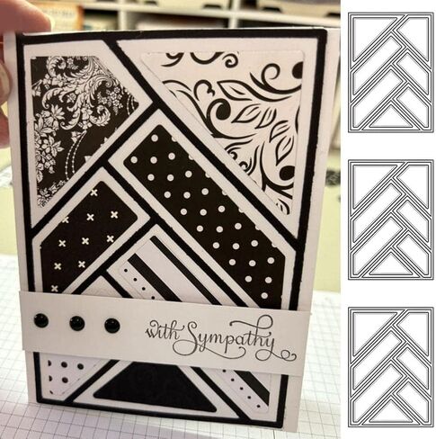 1Pc Silver Cutting Dies for Card Making Rectangle Triangle Background Metal Die Cuts Hollow Frame Embossing Template for DIY Scrapbooking Craft Album Decor Die Cuts Embossing in Saudi Arabia