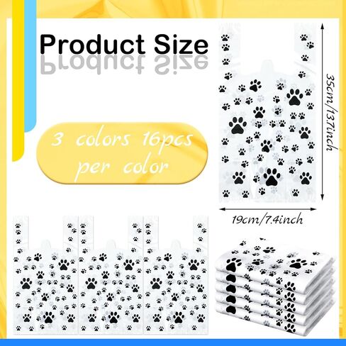 Outus 50 Pcs Paw Print Bags Paw Gift Bags Bulk Pet Goodie Bag Plastic Puppy Bag Bulk for Dog Birthday Decoration Supplies Party Favor Goodie Candy Grocery Shopping 14 x 7.6 x 4.8 Inch in Saudi Arabia