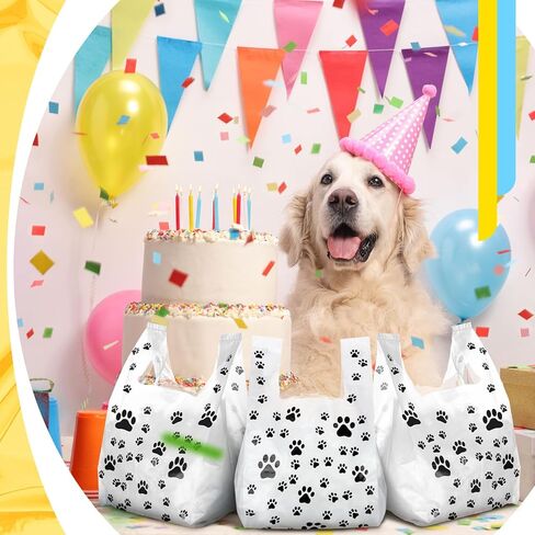 Outus 50 Pcs Paw Print Bags Paw Gift Bags Bulk Pet Goodie Bag Plastic Puppy Bag Bulk for Dog Birthday Decoration Supplies Party Favor Goodie Candy Grocery Shopping 14 x 7.6 x 4.8 Inch in Saudi Arabia