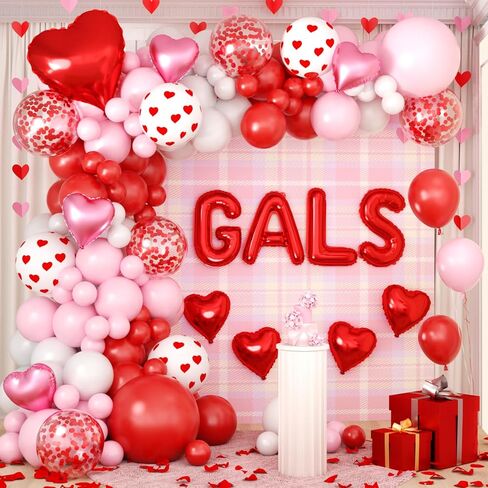 Galentines Day Balloon Arch Kit, Galentines Day Party Decorations with Rose Petals for Bridal Wedding Bachelorette Engagement Birthday Romantic Valentines Party Decorations in Saudi Arabia