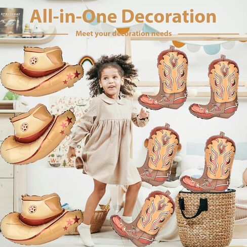 10 قطعة بالونات رعاة البقر الغربية أحذية كبيرة وقبعة موضوع غربي بالونات الحفلات زينة الحفلات راعية البقر الحصان روديو in Kuwait