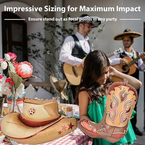 10 قطعة بالونات رعاة البقر الغربية أحذية كبيرة وقبعة موضوع غربي بالونات الحفلات زينة الحفلات راعية البقر الحصان روديو in Kuwait