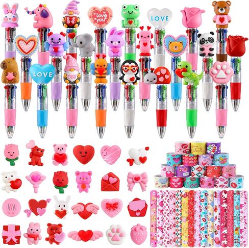 24 Sets Valentine’s Day Bulk with Multicolor Pen Gifts, Valentines Stationary for Classroom Birthday Goodie Bags Stuffers Rewards Prizes Party Favors in Kuwait