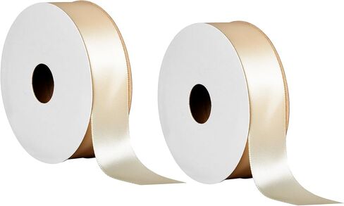 Offray 453962 7/8" Wide Single Face Satin Ribbon for Gift Wrapping, Decoration, and Crafts, Two Pack of 6-Yard Spools, Antique White in Kuwait