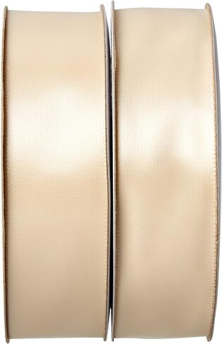 Offray 453962 7/8" Wide Single Face Satin Ribbon for Gift Wrapping, Decoration, and Crafts, Two Pack of 6-Yard Spools, Antique White in Kuwait