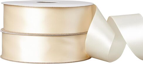 Offray 453962 7/8" Wide Single Face Satin Ribbon for Gift Wrapping, Decoration, and Crafts, Two Pack of 6-Yard Spools, Antique White in Kuwait