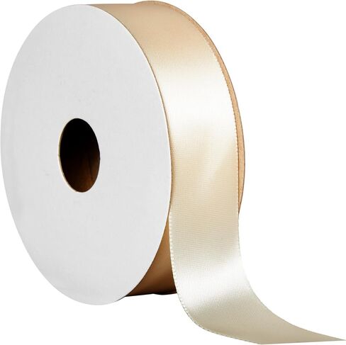 Offray 453962 7/8" Wide Single Face Satin Ribbon for Gift Wrapping, Decoration, and Crafts, Two Pack of 6-Yard Spools, Antique White in Kuwait