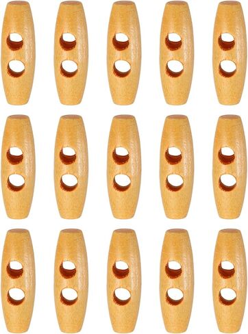 HARFINGTON 15 قطعة أزرار خشبية 30 مم / 1.2 بوصة أزرار خياطة خشبية ذات فتحة مزدوجة لقرن الزيتون للمعطف والسترات والملابس اليدوية، بني متوسط in Kuwait