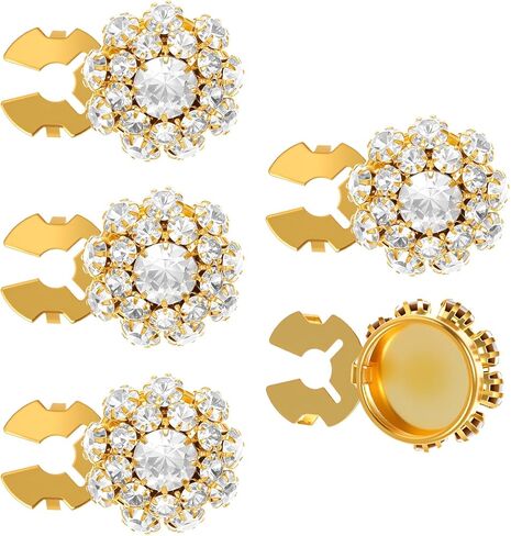5 Pack Button Covers for Women Blouses, Button Covers Detachable Rhinestone Cover for Women Decorative Replacement for Clothing Rhinestone Cufflinks for Shirt Tuxedo Sewing DIY Craft(Silver) in Saudi Arabia