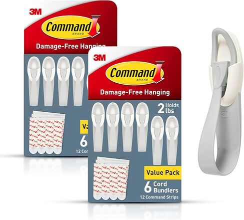 Command Cord Bundlers, Damage Free Hanging Cord Organizer, No Tools Cord Bundler for Hanging Electrical Cables, 12 Gray Cord Bundlers and 24 Strips in Saudi Arabia