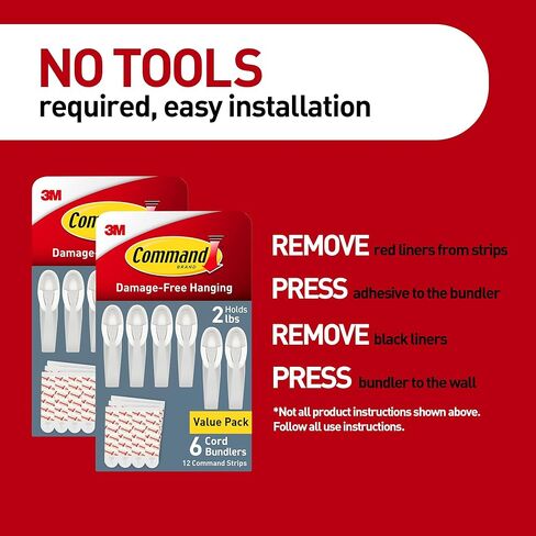 Command Cord Bundlers, Damage Free Hanging Cord Organizer, No Tools Cord Bundler for Hanging Electrical Cables, 12 Gray Cord Bundlers and 24 Strips in Saudi Arabia
